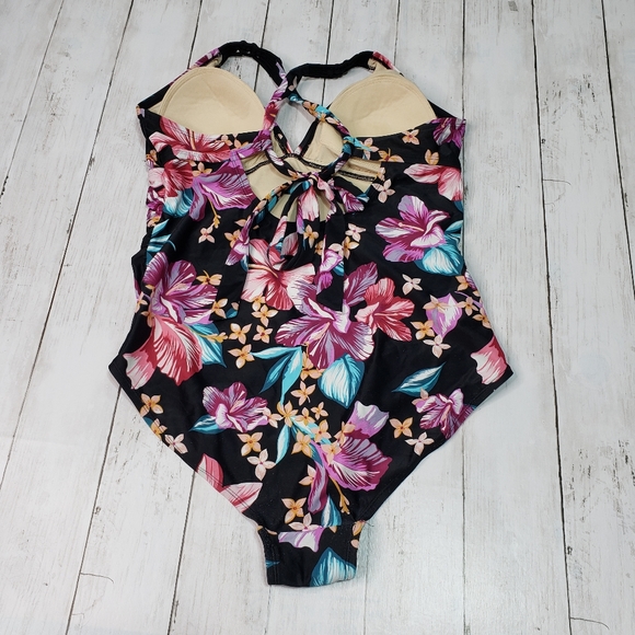 Merona Floral Print Criss Cross Strap Swimsuit - Picture 2 of 5